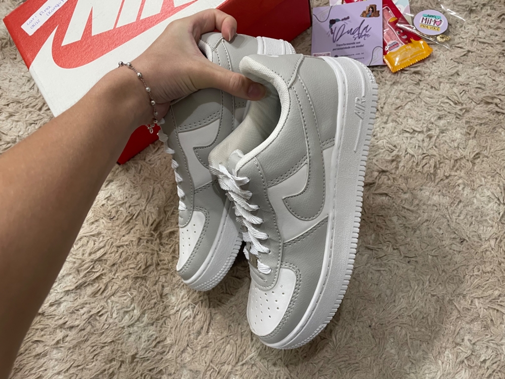 Tênis NK Air Force 1 Branco Cinza