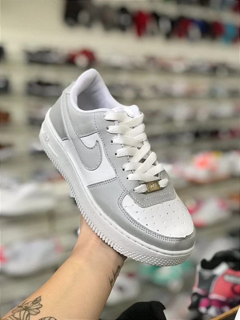 Tênis NK Air Force 1 Branco Cinza