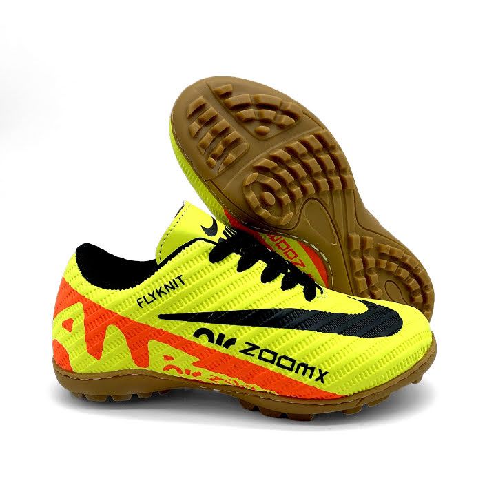 Infantil: Chuteira Nk Society/Sintético Verde preta e laranja