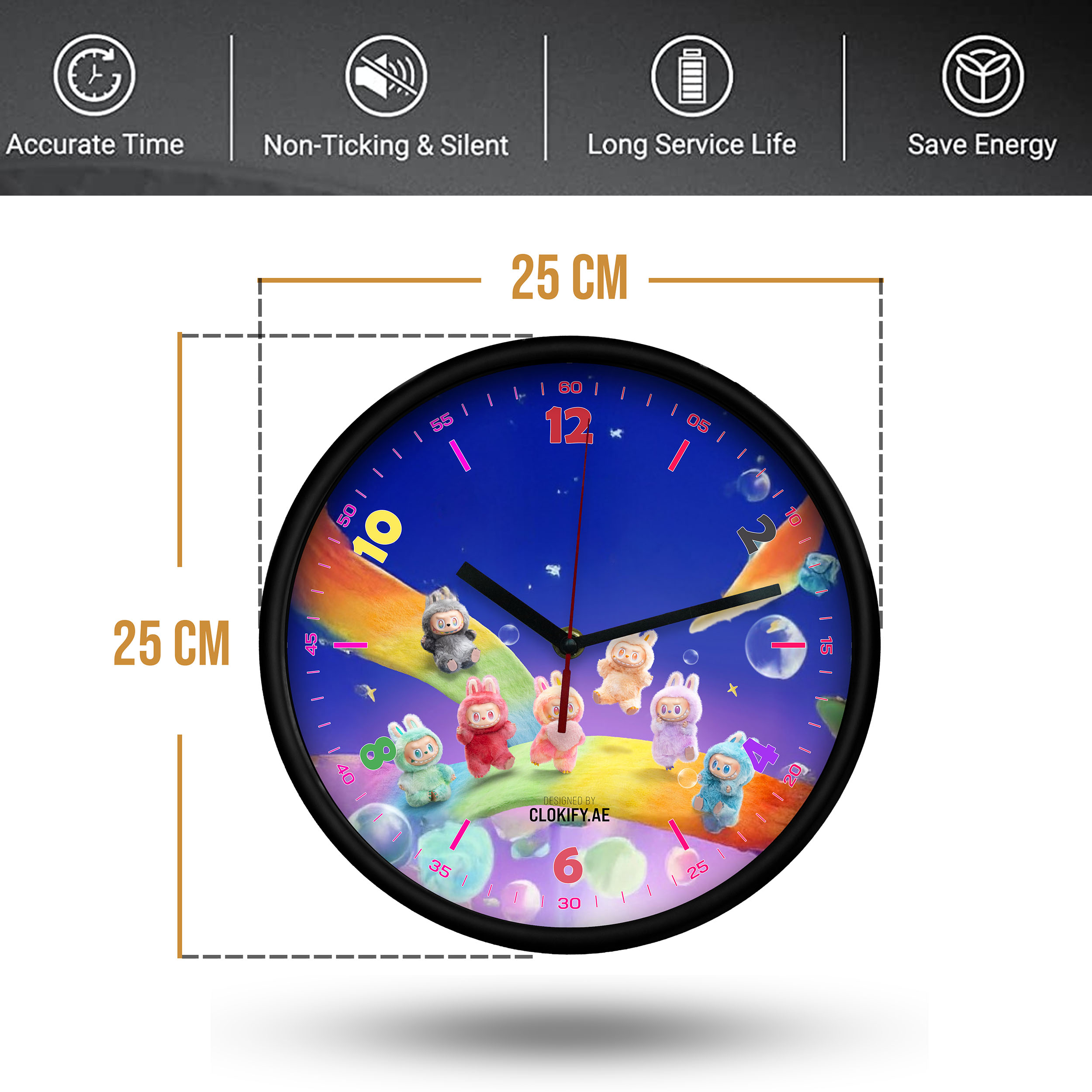 Colorful Space-Themed Wall Clock
