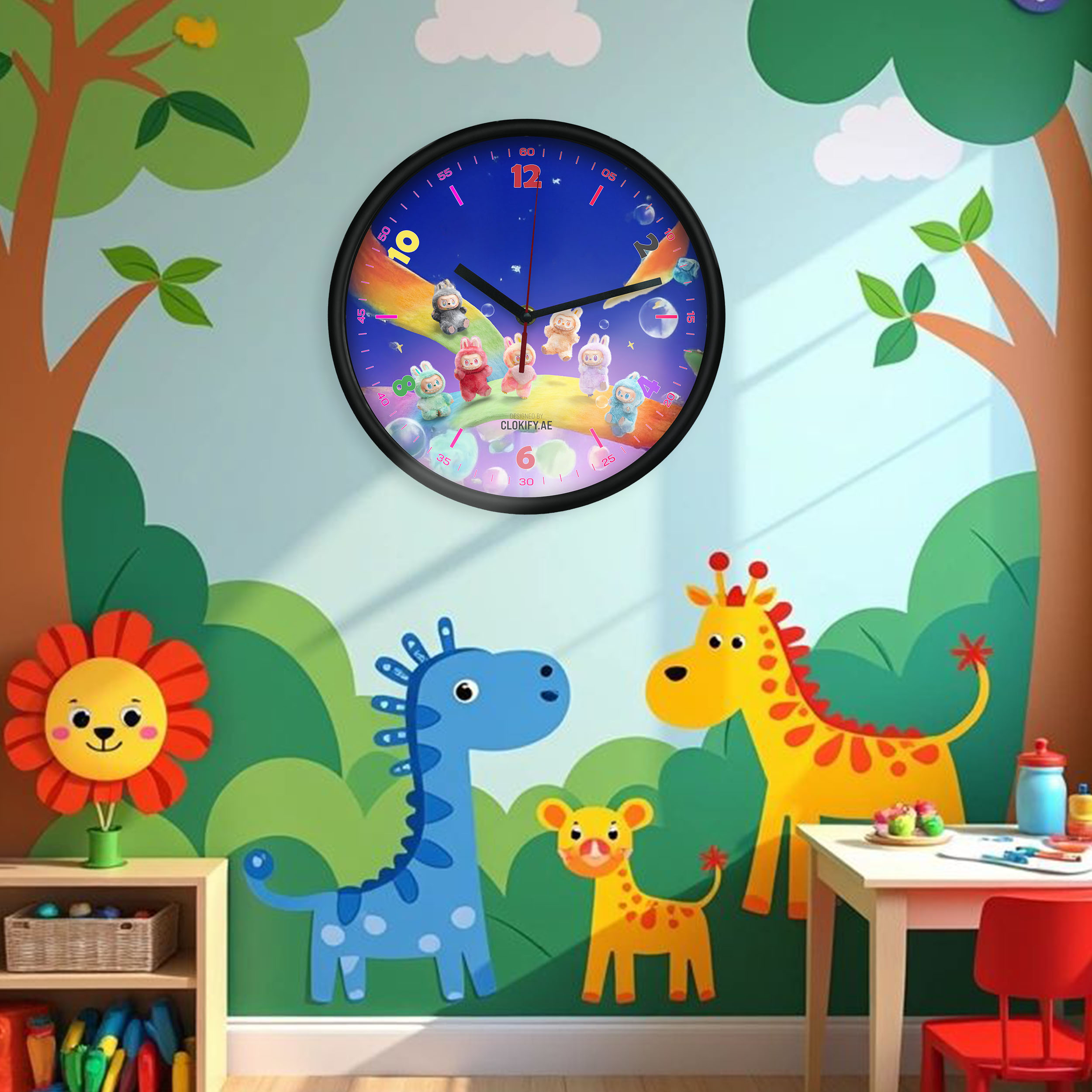 Colorful Space-Themed Wall Clock