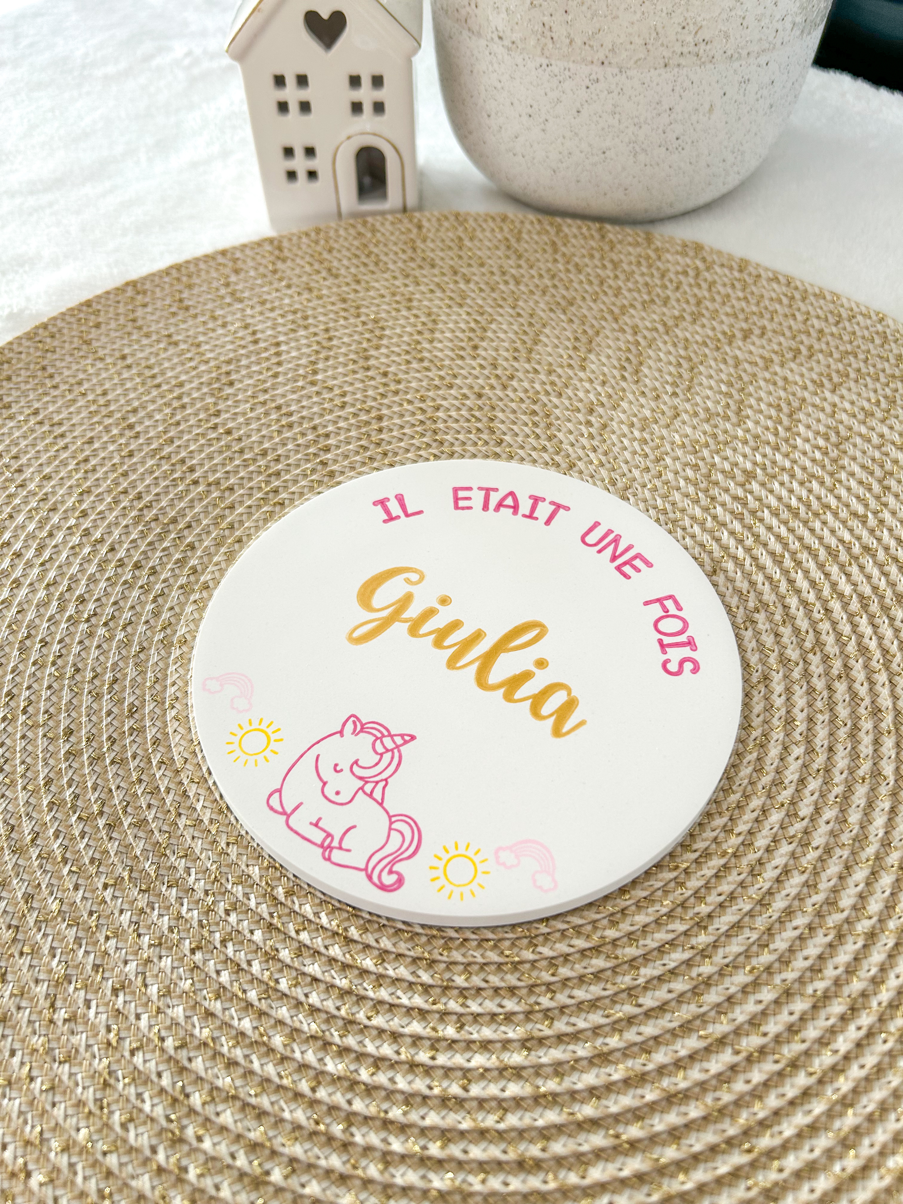 Carte naissance - LICORNE arc-en-ciel