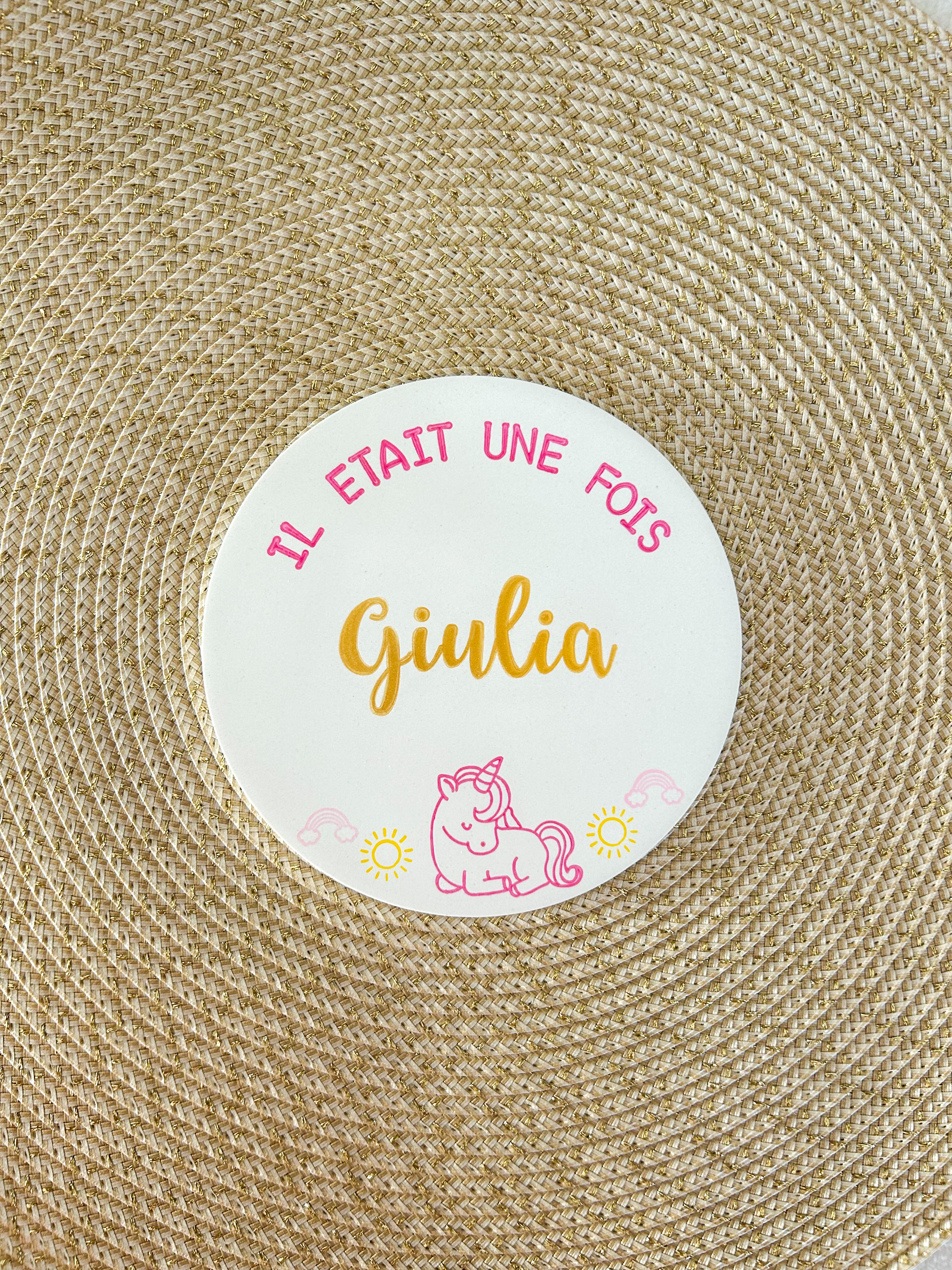 Carte naissance - LICORNE arc-en-ciel