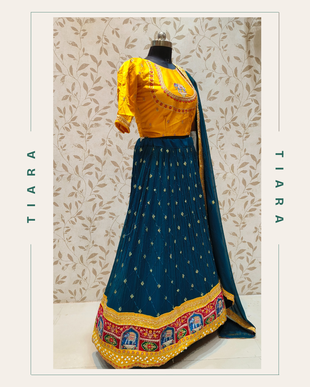  Regal Rajasthani Charm - Teal & Mustard Lehenga Set 19 