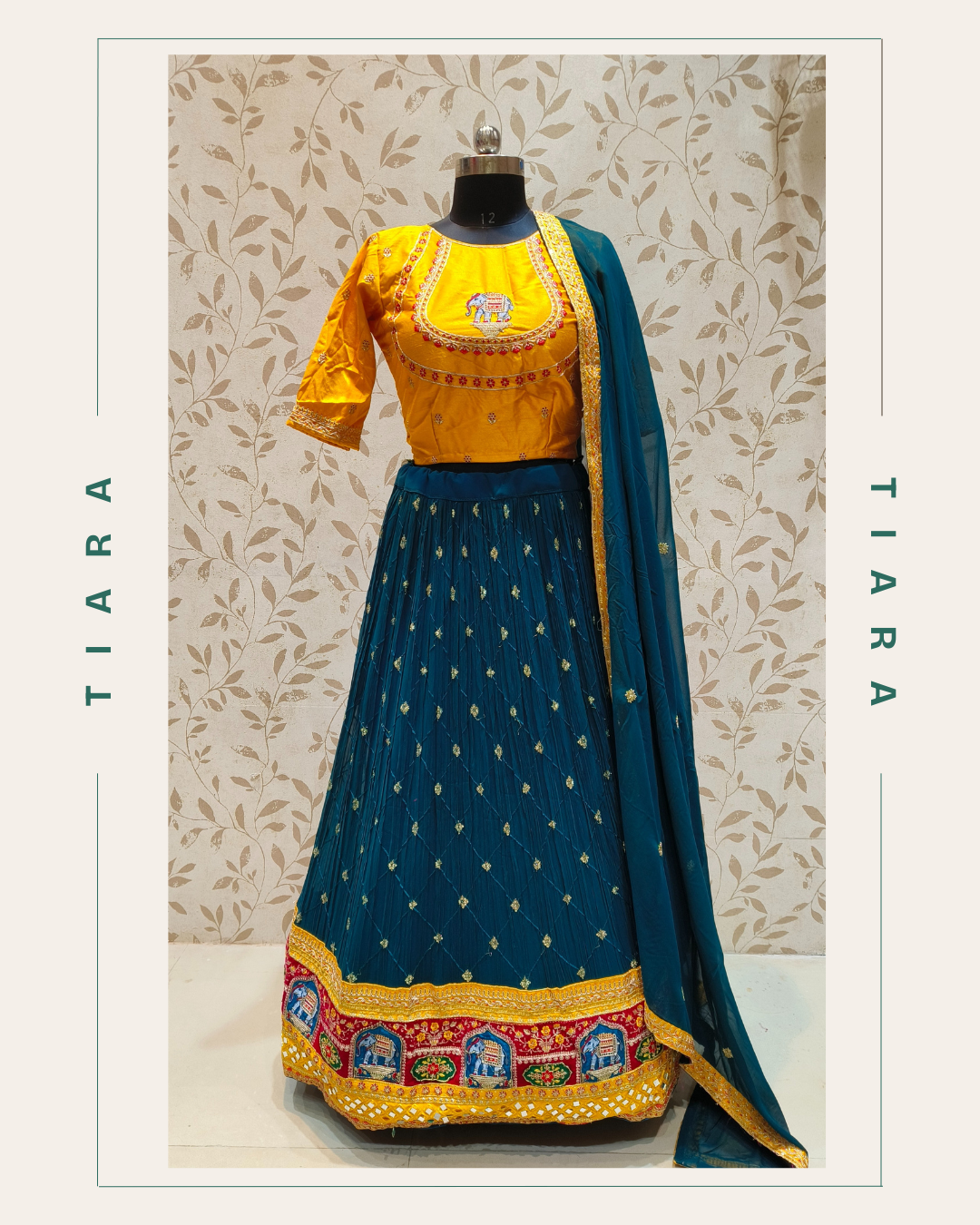  Regal Rajasthani Charm - Teal & Mustard Lehenga Set 19 