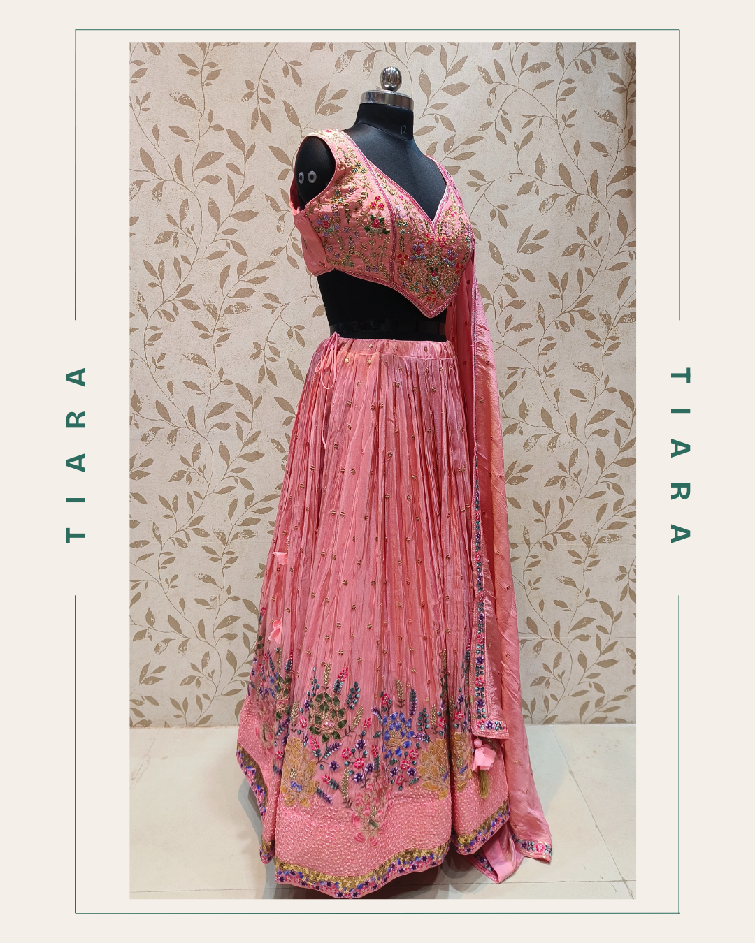 Rose Enchant – Floral Embroidered Silk Lehenga Set 25 