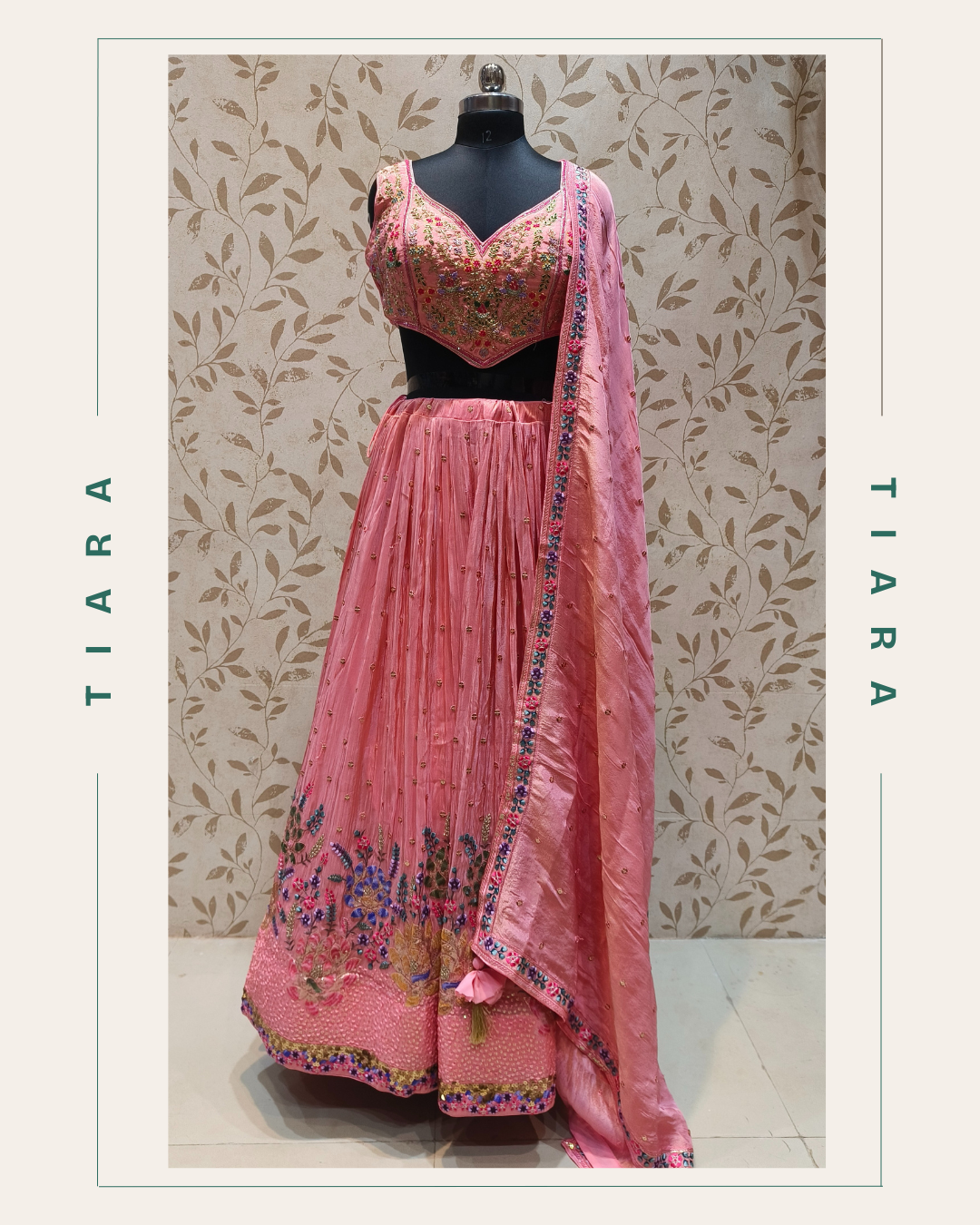 Rose Enchant – Floral Embroidered Silk Lehenga Set 25 