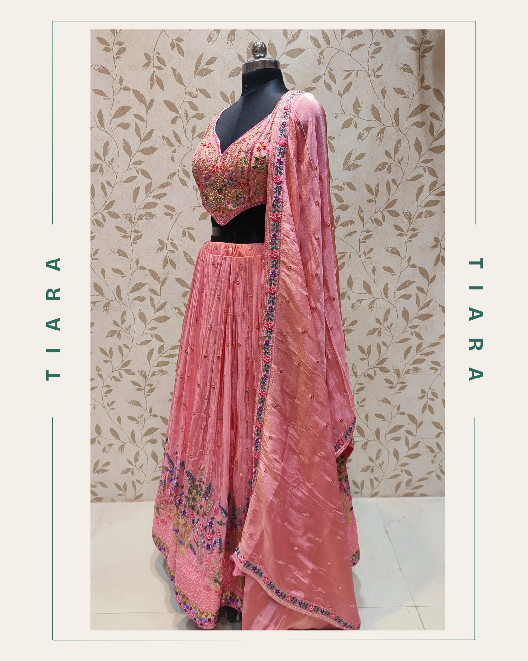 Rose Enchant – Floral Embroidered Silk Lehenga Set 25 