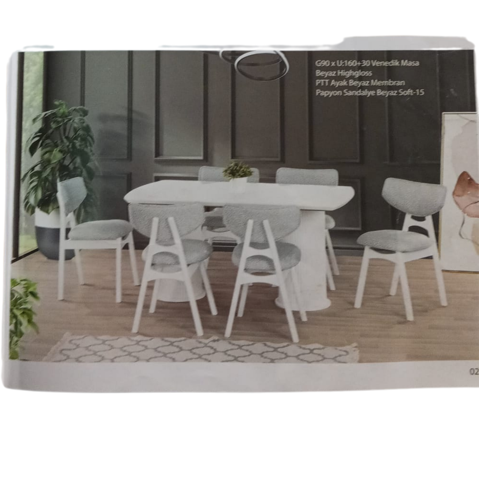 VENEDİK MASA+ PAPYON SANDALYE BEYAZ