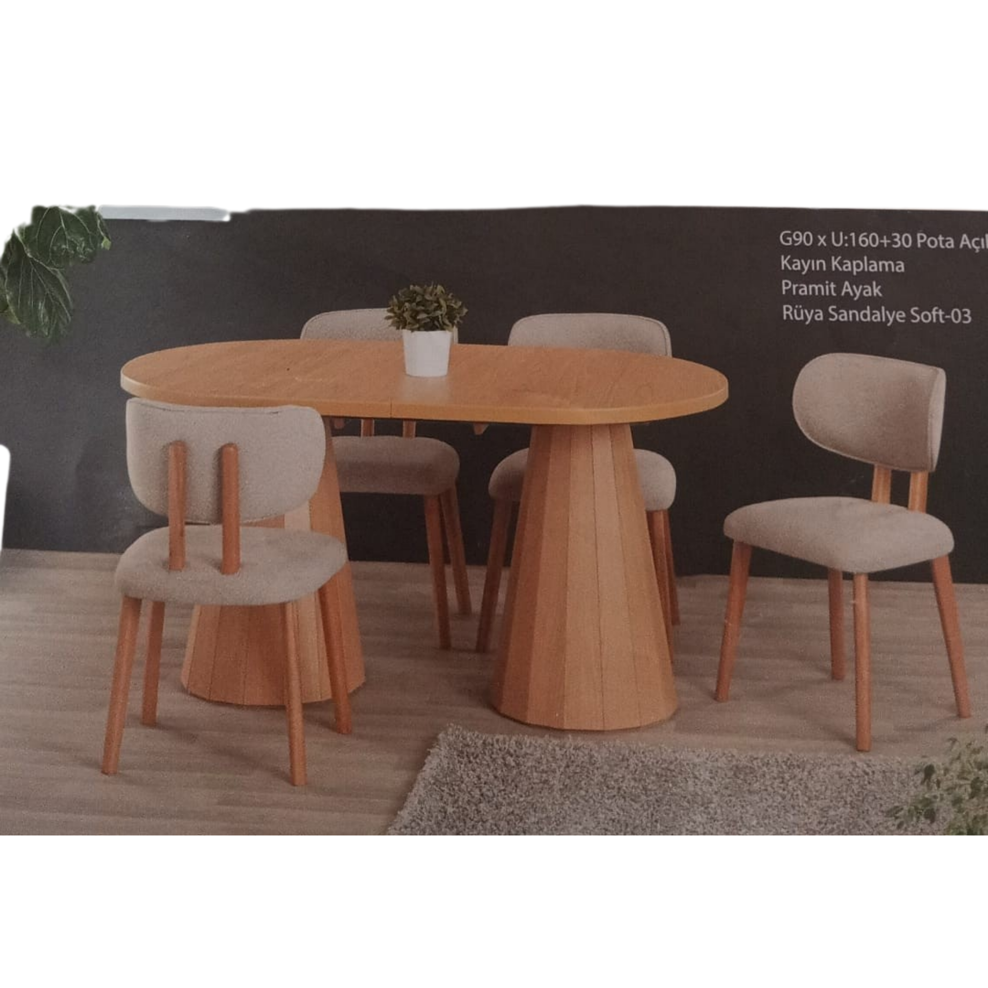 POTA AÇILIR MASA KAYIN +RÜYA SANDALYE