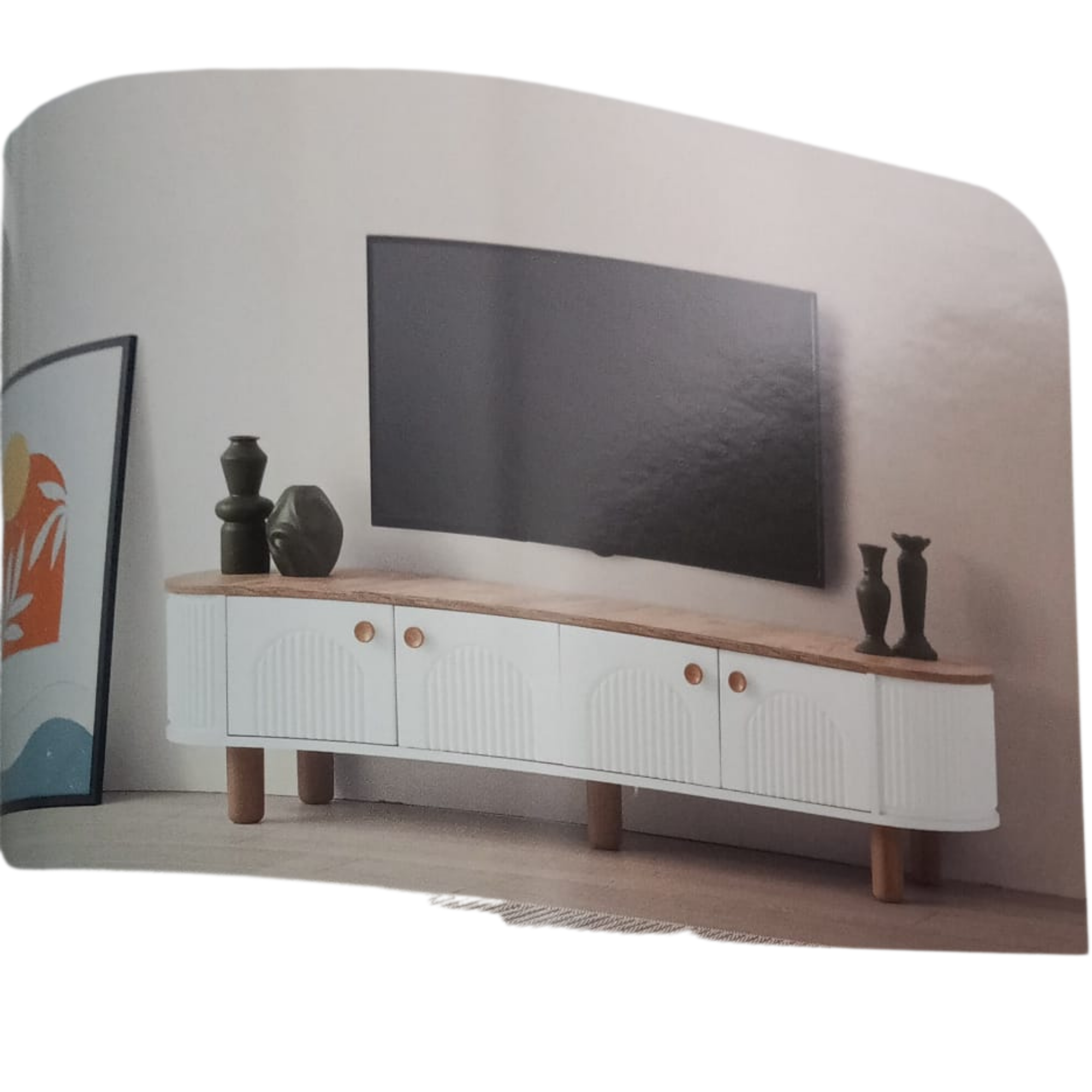 1613 BOHEM OVAL TV ÜNİTESİ BEYAZ DİŞ BUDAK