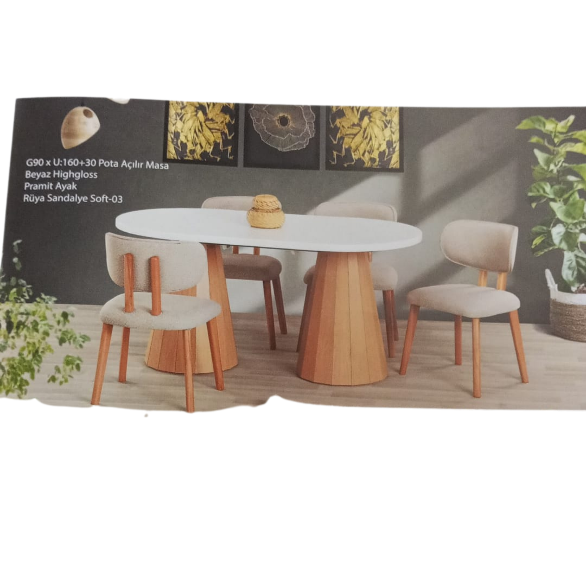 POTA AÇILIR MASA BEYAZ +RÜYA SANDALYE