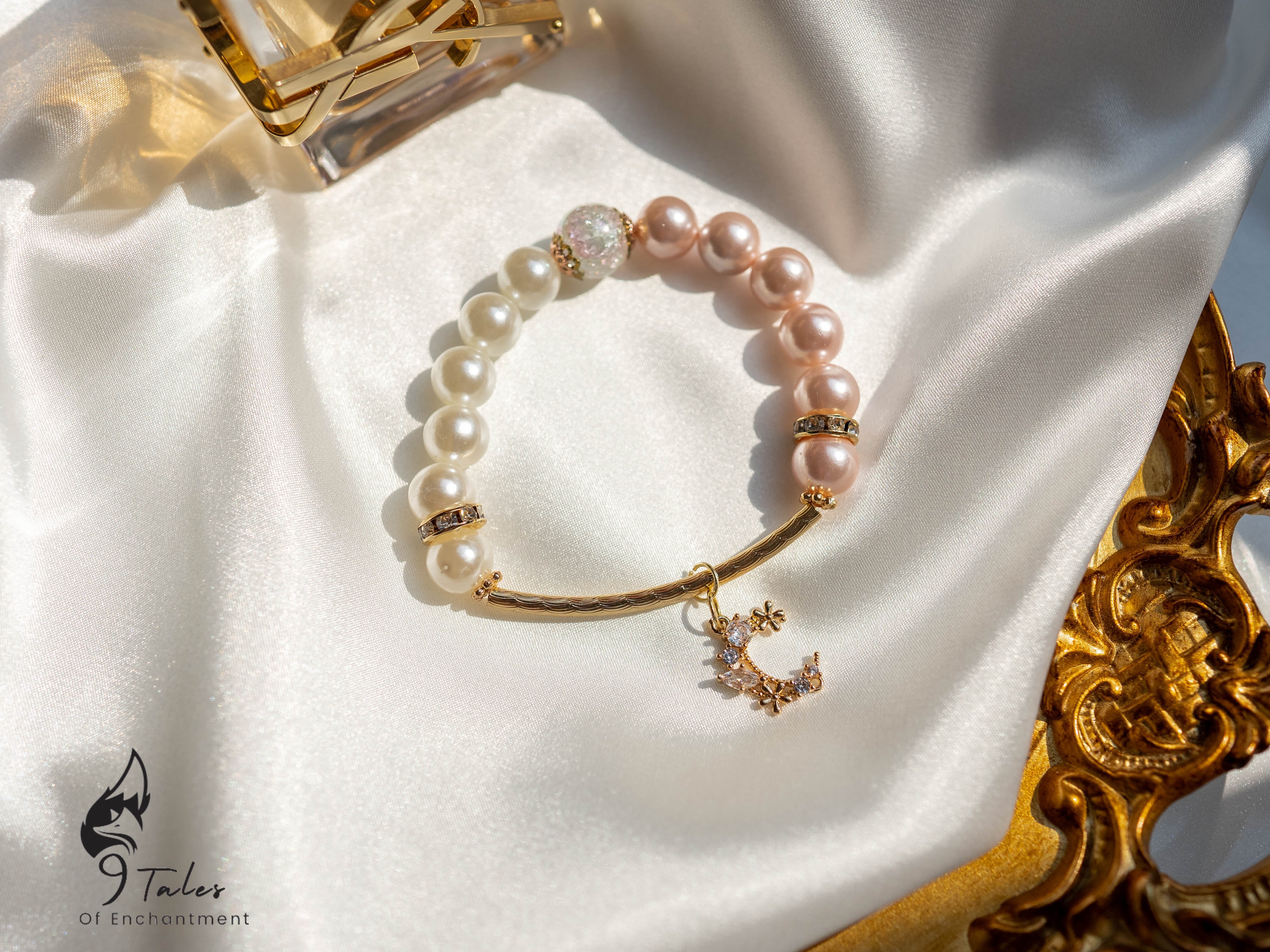 “Candy Dandy” : Aphrodite and 9 Tailed Fox Goddess Love Spell artisanal pearls charm bracelet 
