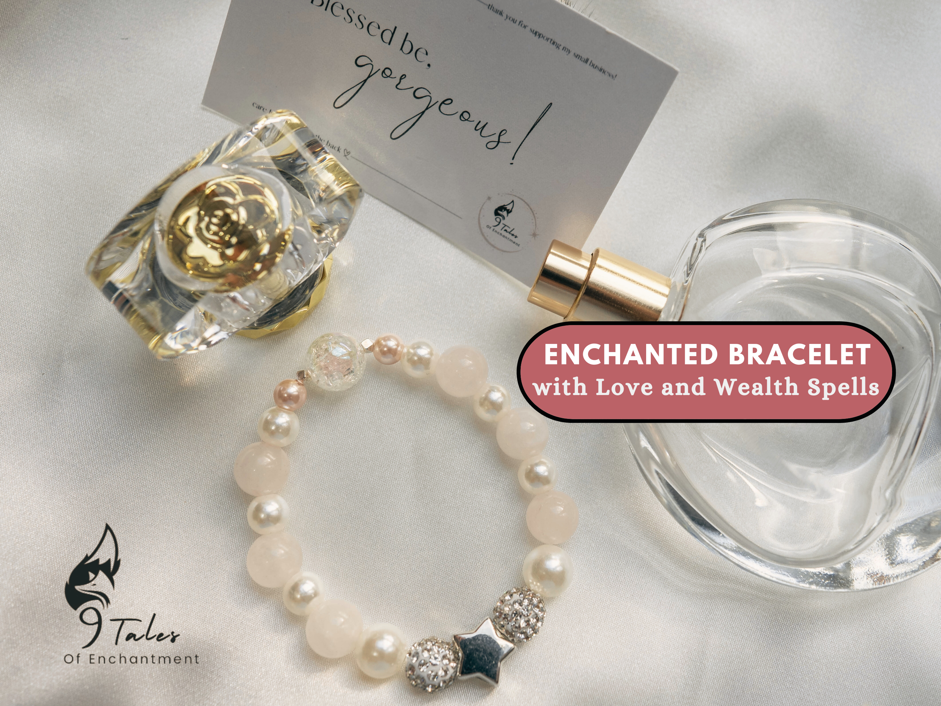 “Starlight" : Aphrodite and Nine Tailed Fox Deity Magick Spelled Crystal Bracelet