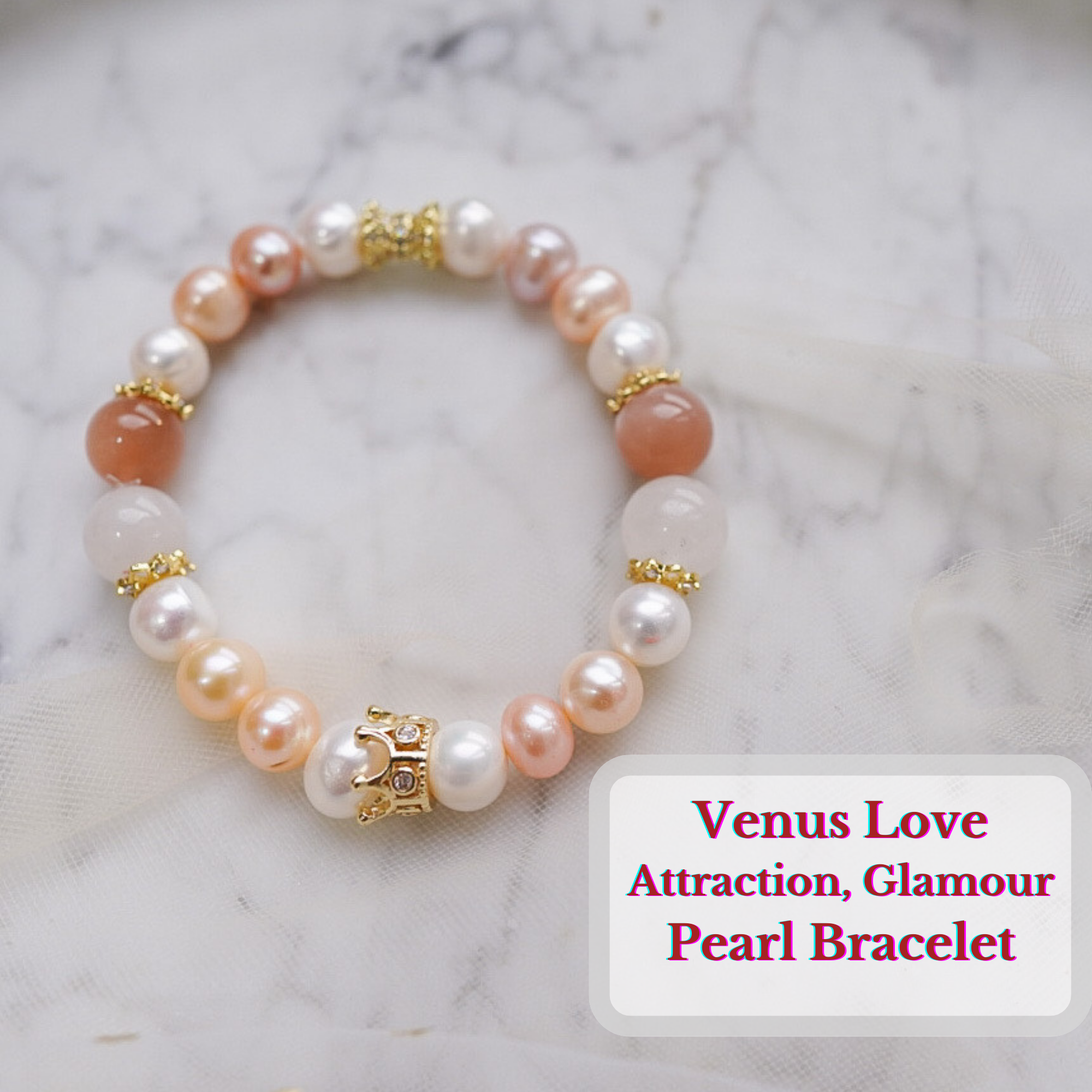 “Knight of Devotion": Goddess Venus Love Spell Pearl & Crystal Bracelet 
