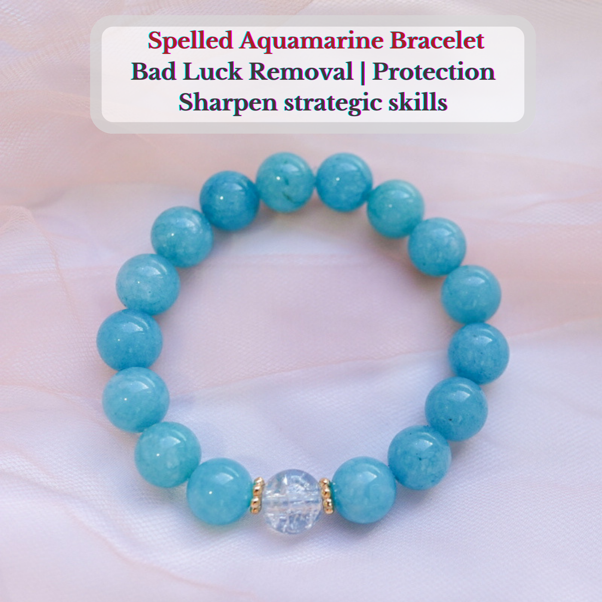 "Once In A Blue Moon": Remove Bad Luck & Protection Aquamarine amulet bracelet