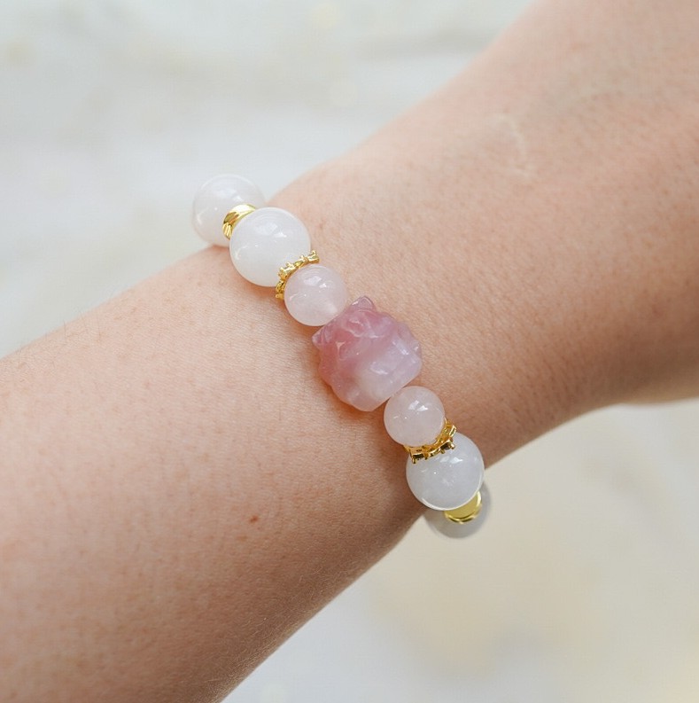 “Haven of 9 Tales" : Love & Charisma, Wealth & Luck Spelled Rose Quartz with Pearls Bracelet