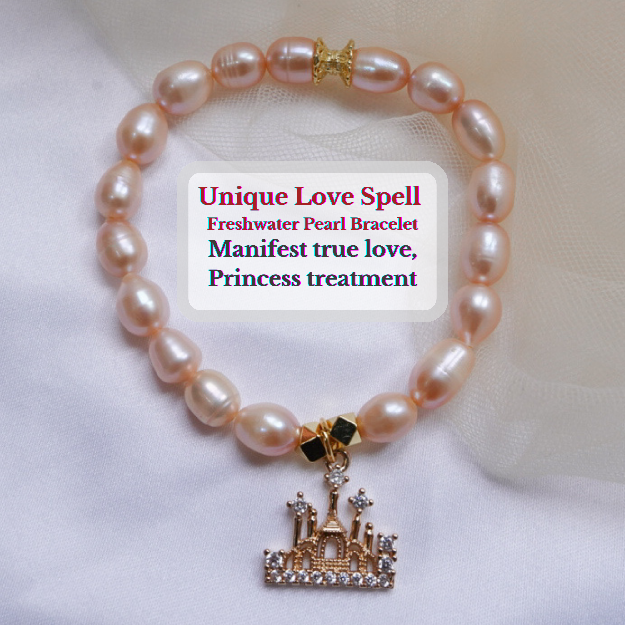 "My Disney Princess" : Manifestation Accelerator Pink Freshwater Pearl Bracelet | Magick lucky love amulet