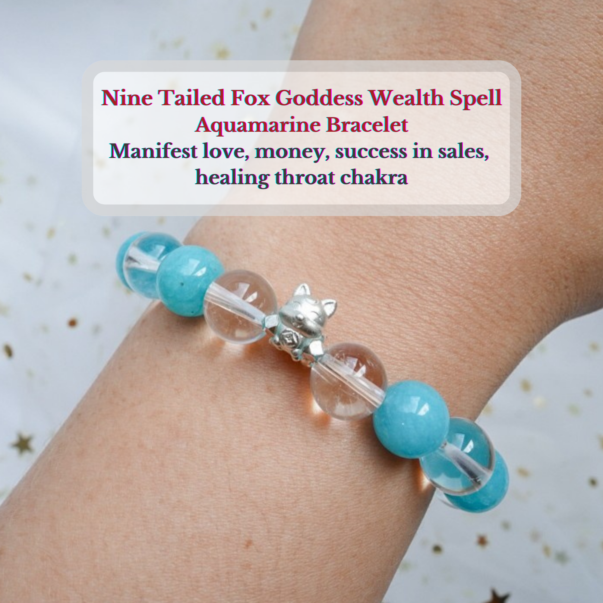 "Foxy Brew" : Manifestation Accelerator Aquamarine Bracelet |  | Attract Love and Money | Manifest luck in sales