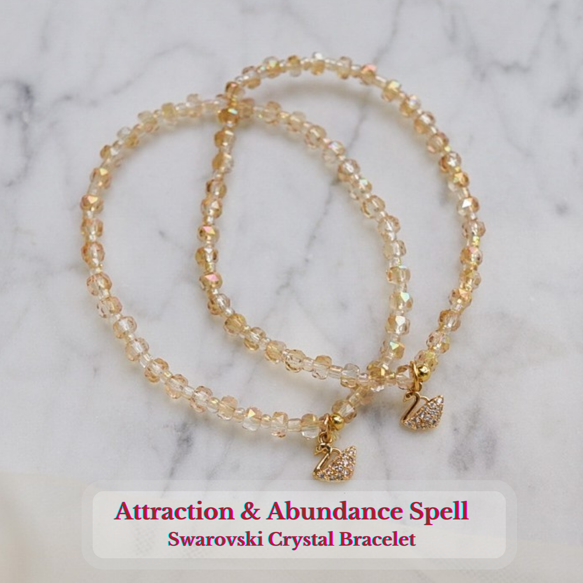 “Spellbound Wings of Time" : Swarovski crystal bracelet infused with Wealth + Love Magick Spell
