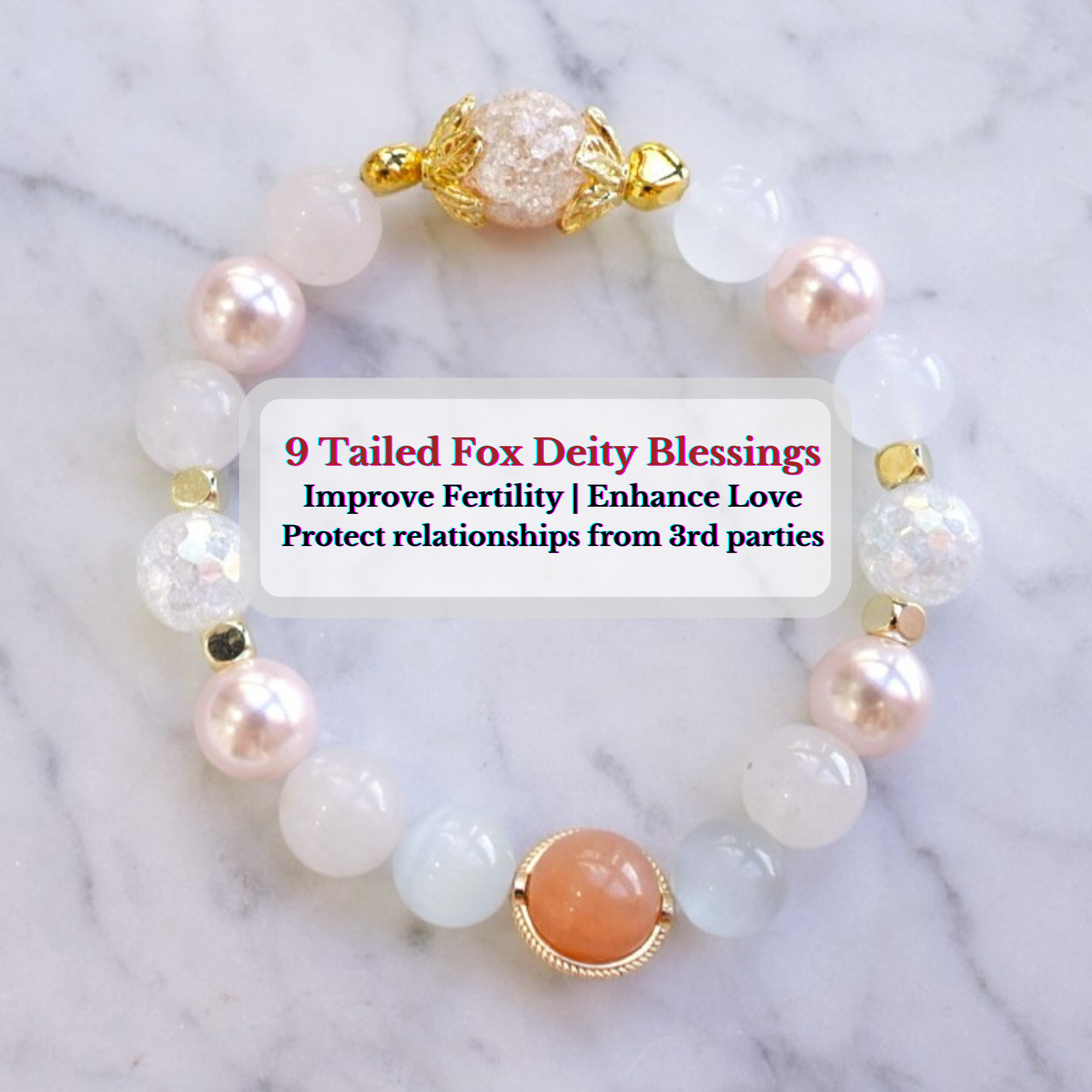 "Strawberry Love" :  Harvest Spell crystal & pearl bracelet