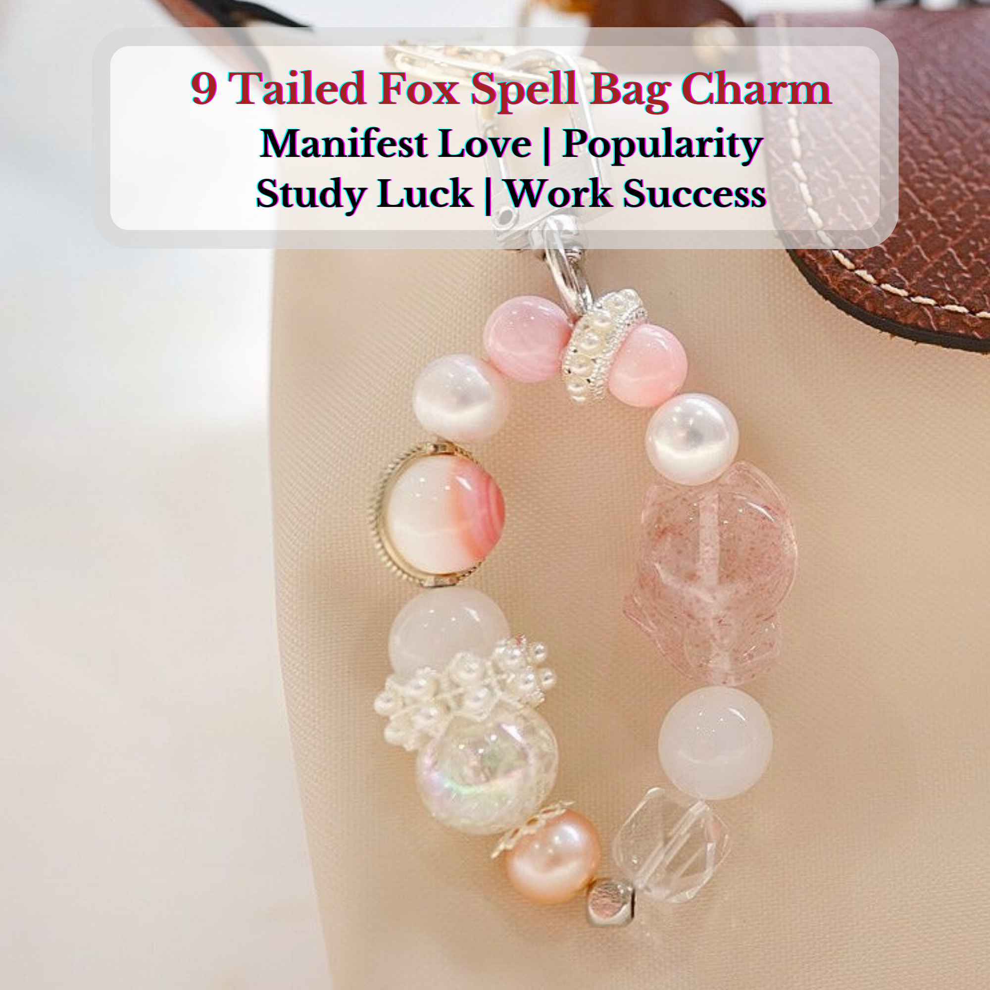 “Lumina Fox Heart" : Strawberry Quartz Bag Charm 