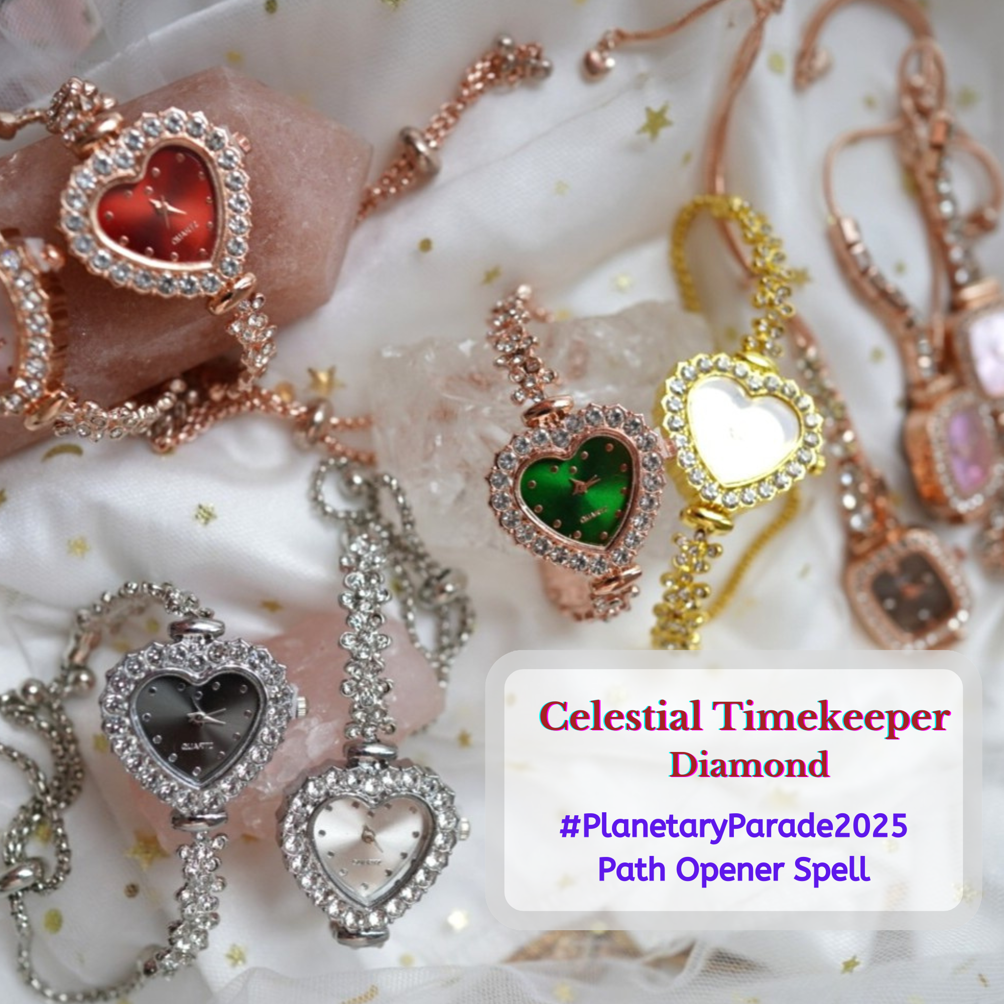 "Celestial Timekeepers Diamond" : Cosmic Energy-infused Cubic Zirconia Vintage Bracelet Watch