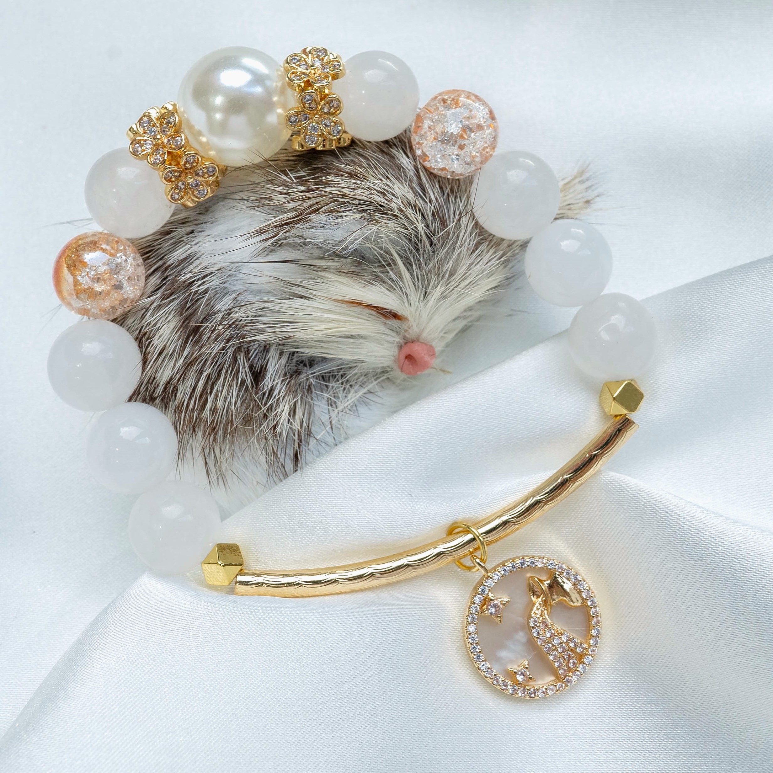 "Blessings Pour In Aquarius" Spelled Selenite & Citrine Bracelet