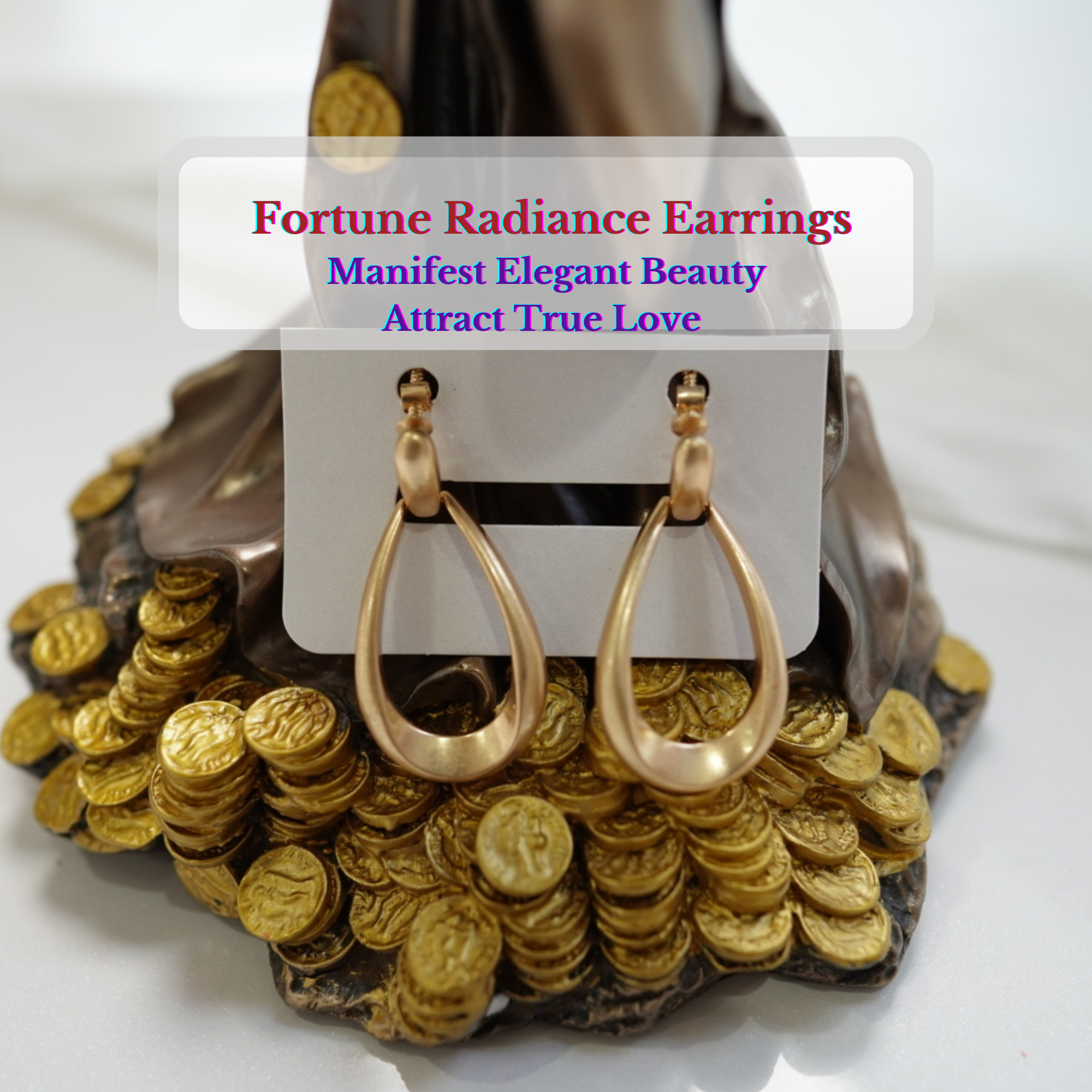 Fortune’s Radiance Gold Loop Earrings (Clip-on)