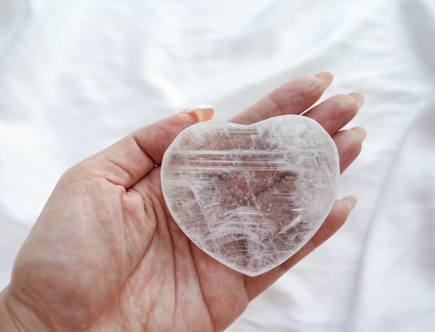  “Heart of Renewal” Spelled Raw Selenite Charging Plate