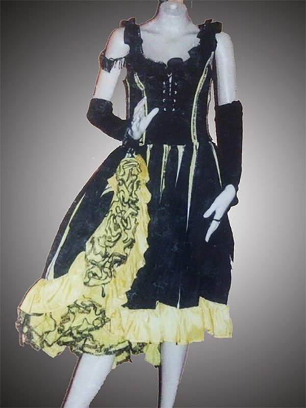 Location robe cancan noire et jaune