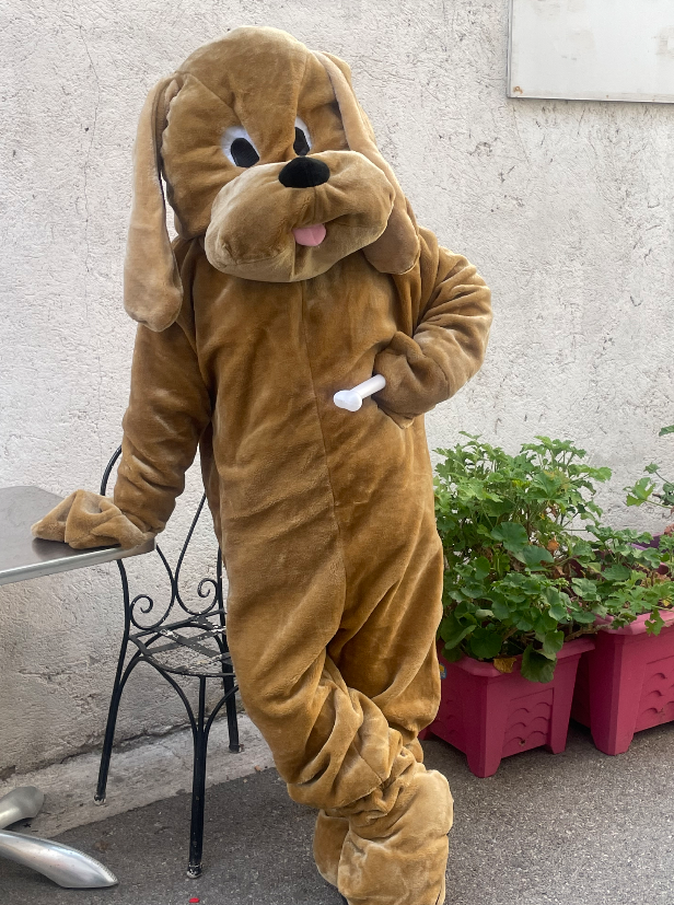 Mascotte de chien en peluche