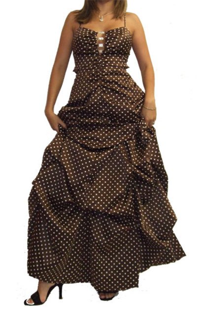 Location robe de soirée ą pois chocolat