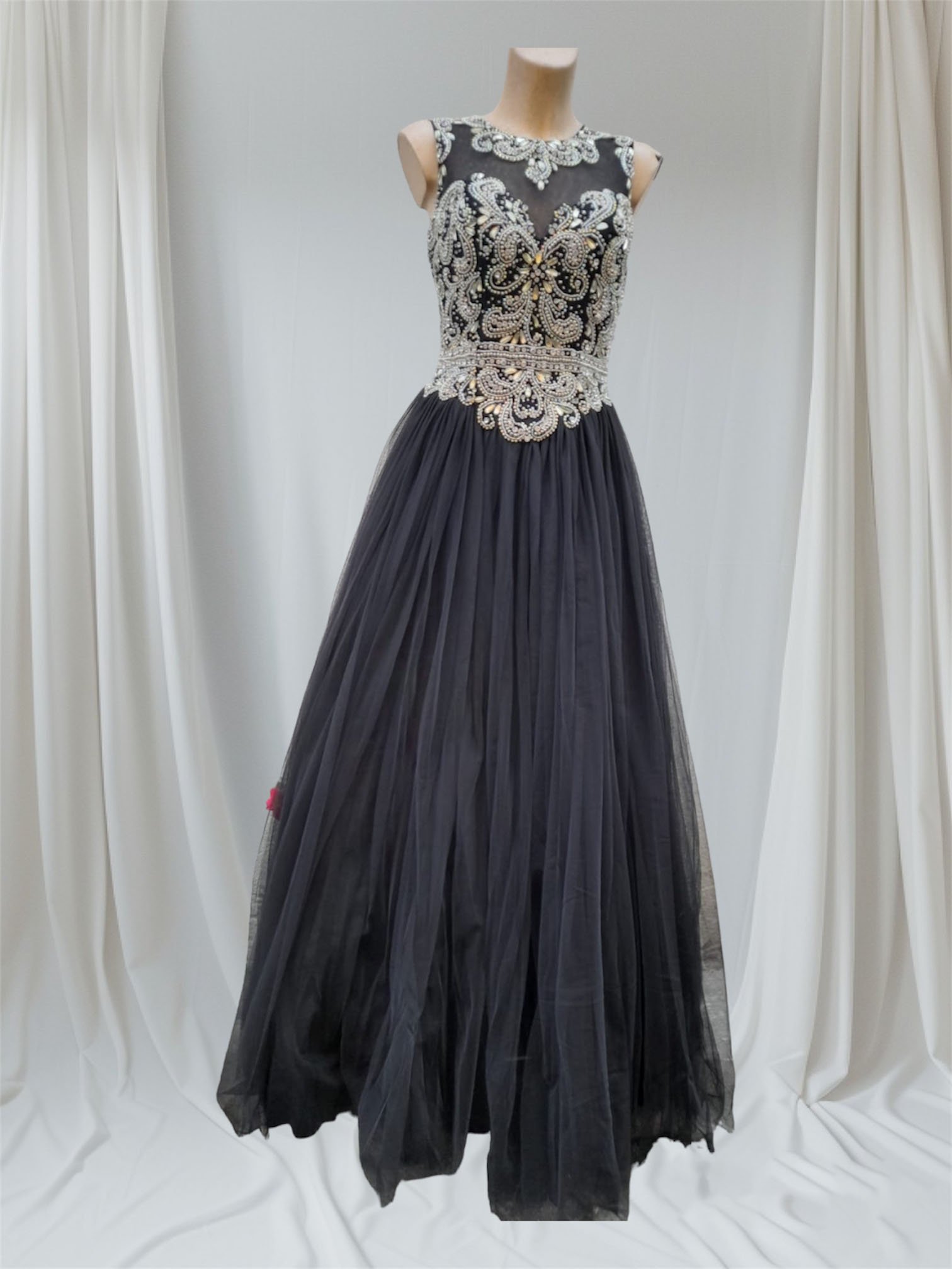 Robe du soir noire strass et paillettes