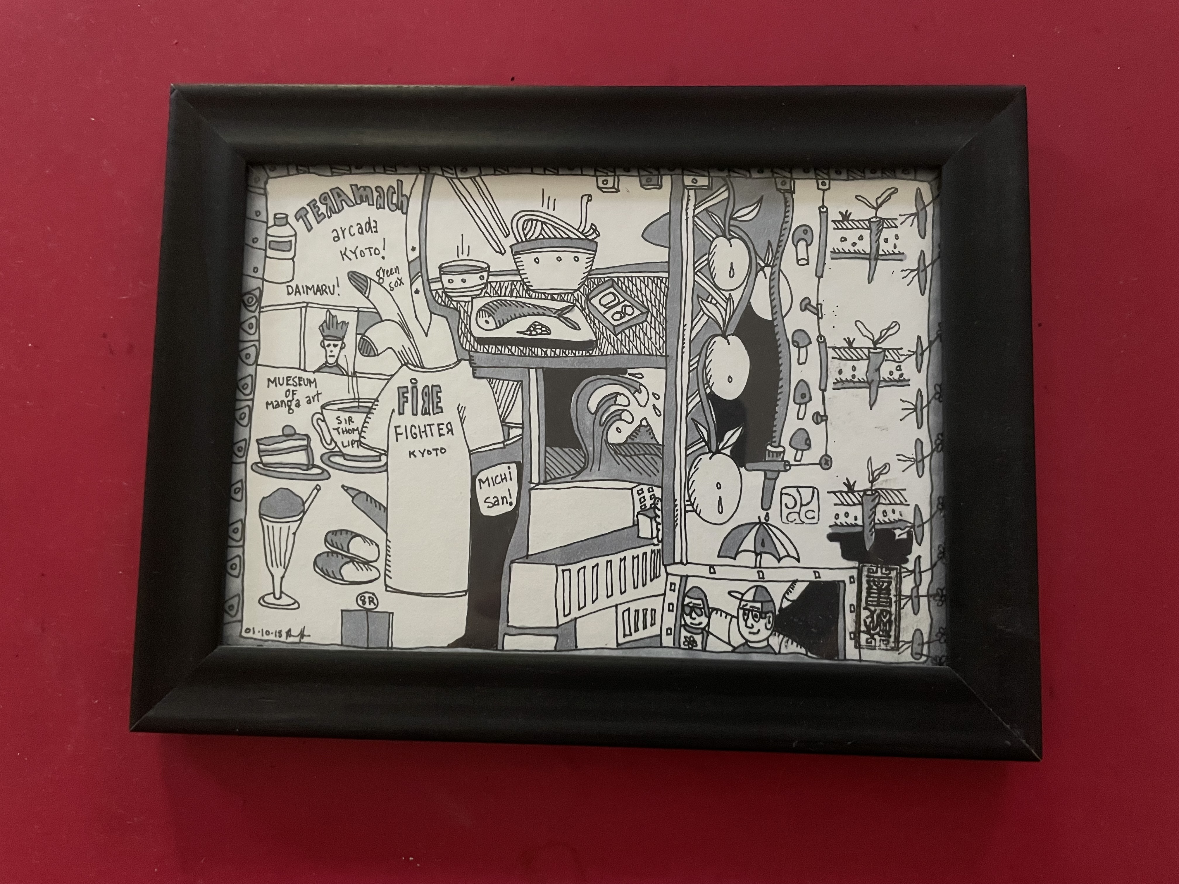 Framed Black and White Doodle Art