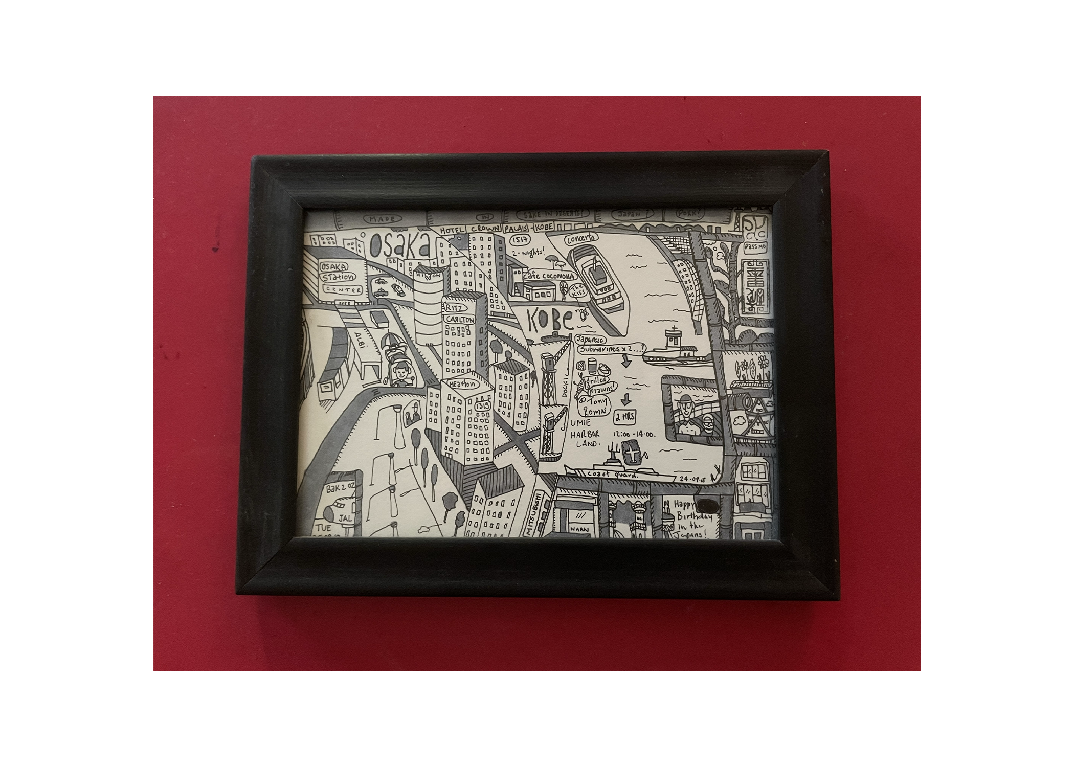 Framed Black and White Illustration