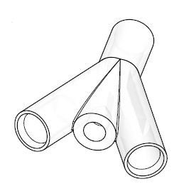 3-ways connector for tube O.D. 6.8 mm