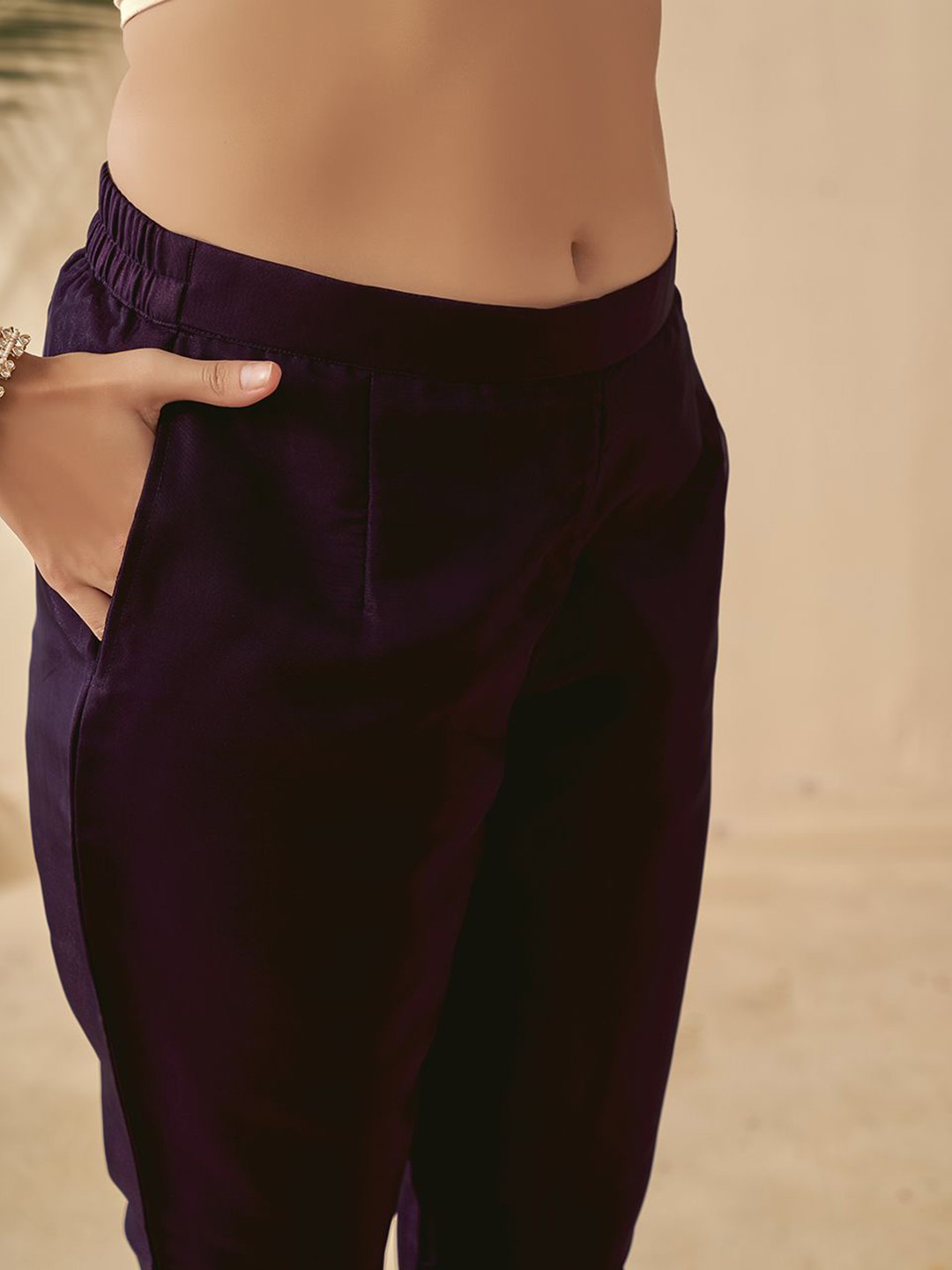 Violet Embroidered Sequined Straight Kurta 