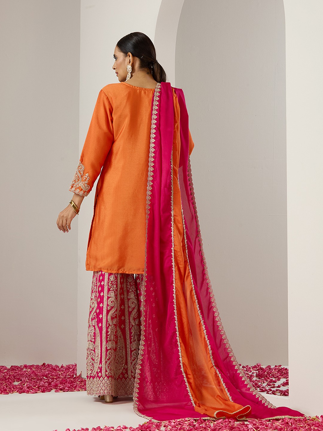 Embroidered Chinon Straight Kurta 