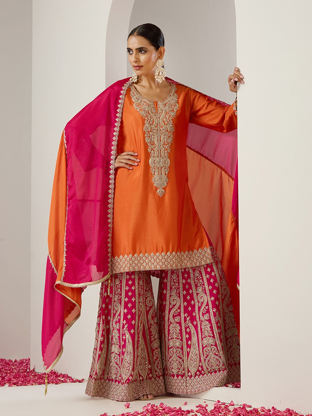 Embroidered Chinon Straight Kurta 