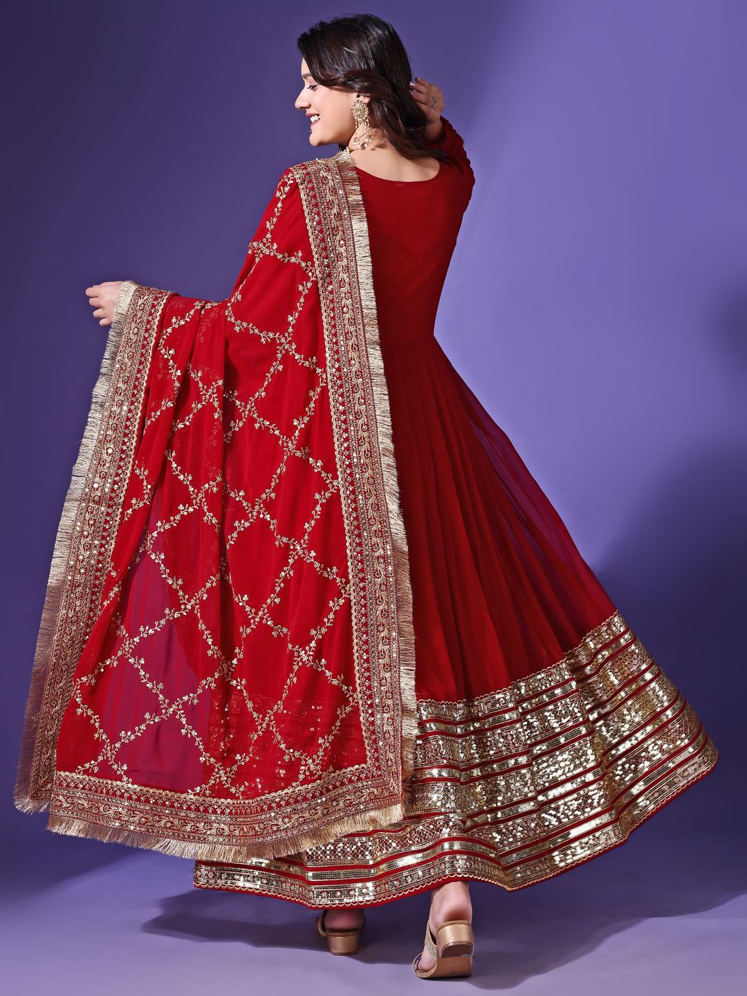 Maroon & Gold Anarkali