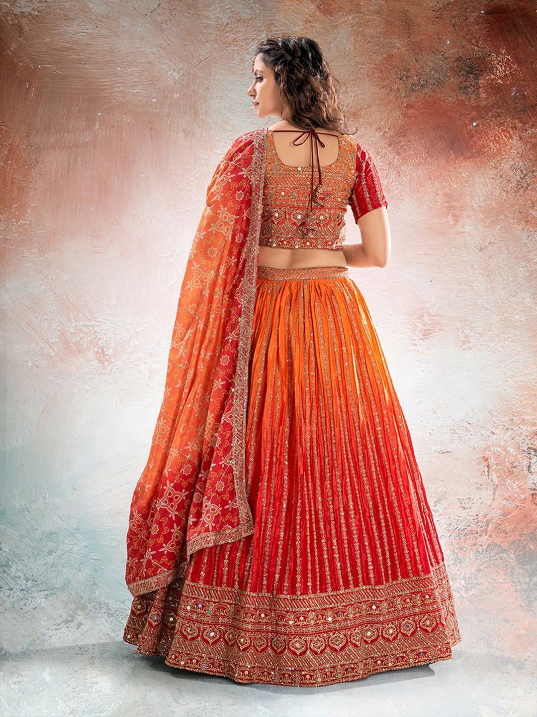 Embroidered Sequined Lehenga With Dupatta