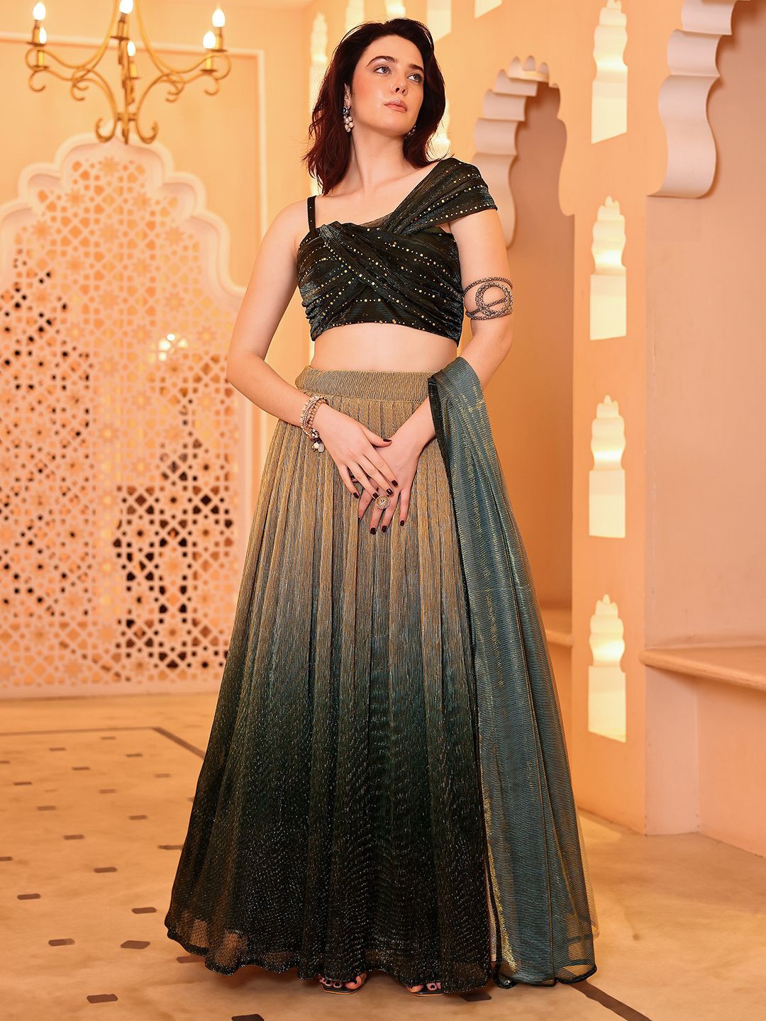 Embellished Sequinned Ready to Wear Lehenga With Dupatta