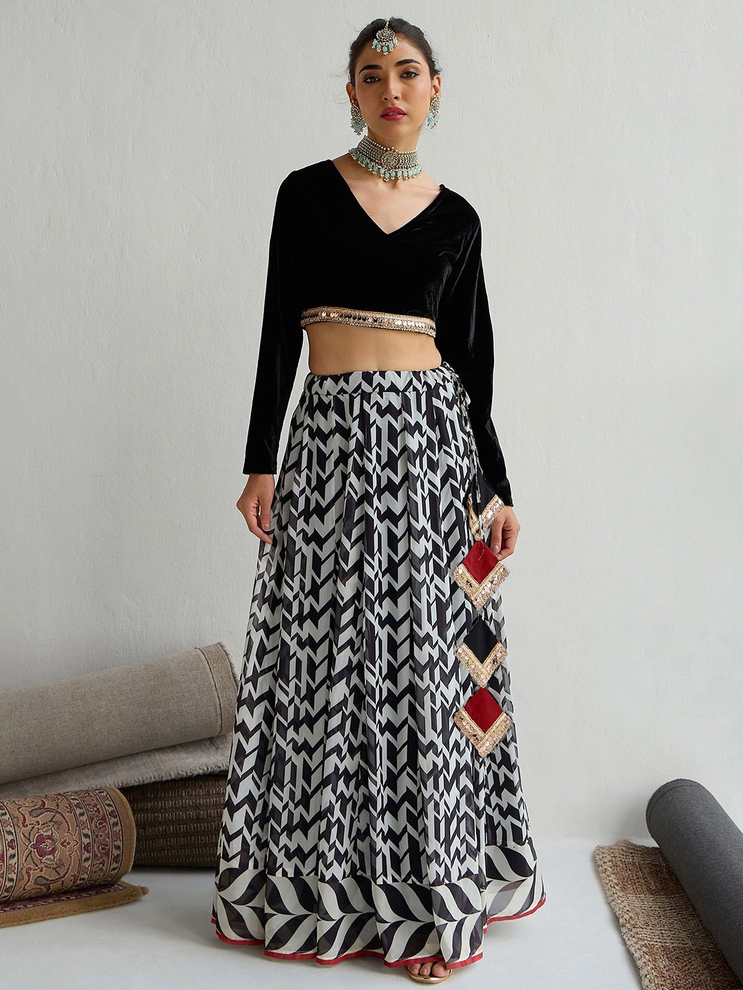 Embellished Sequinned Ready to Wear Lehenga & Blouse