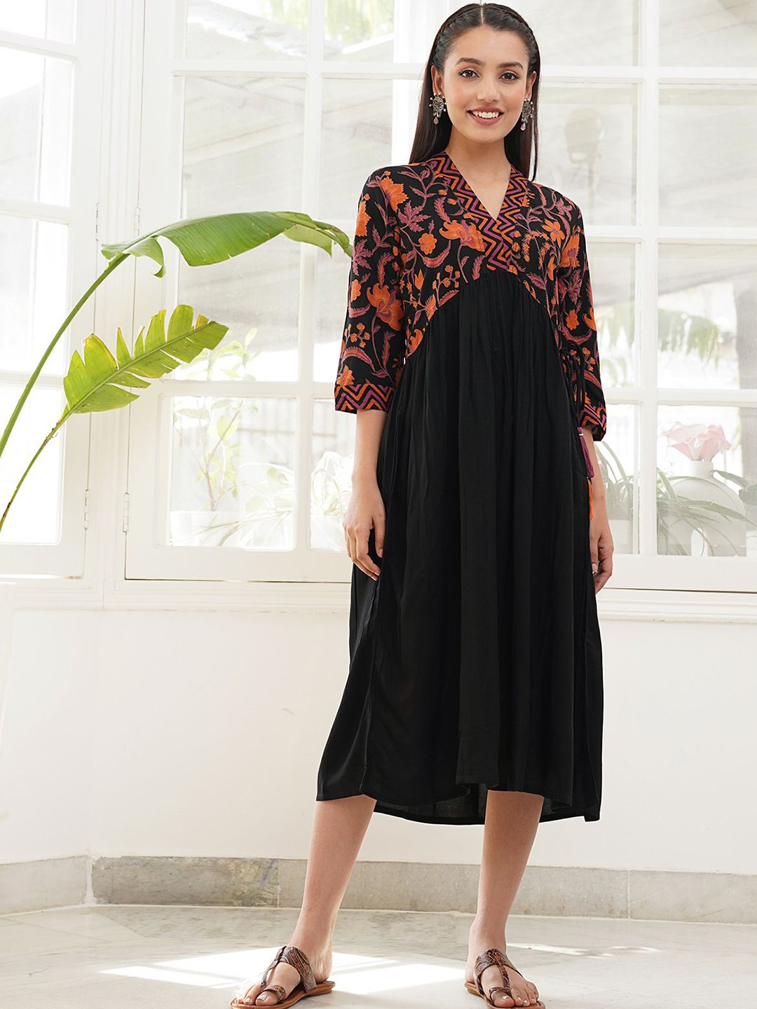 Floral Printed Empire Dress