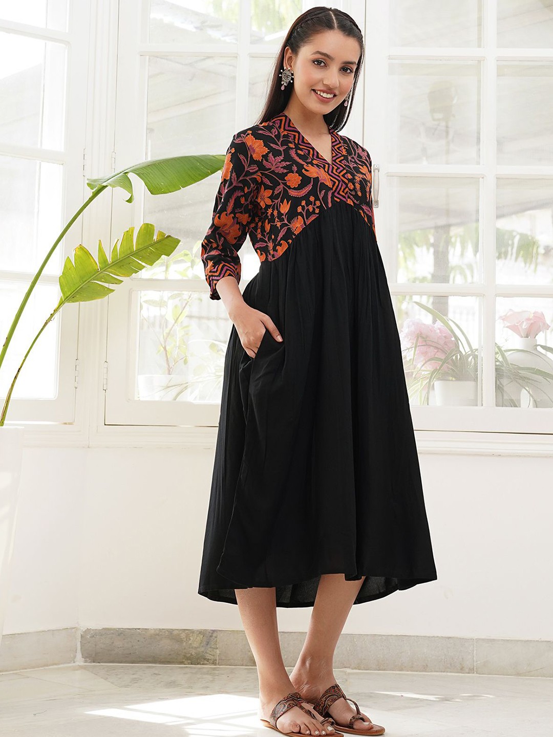 Floral Printed Empire Dress
