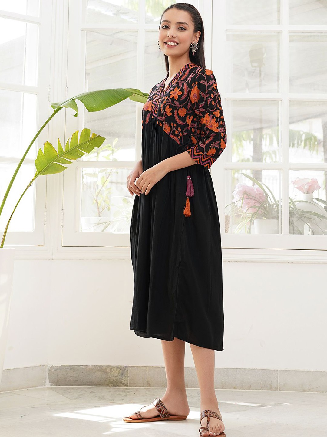 Floral Printed Empire Dress