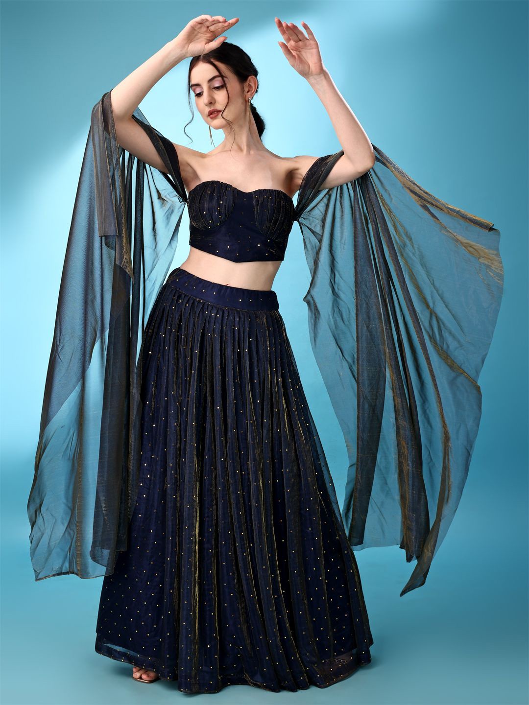 Embellished Sequinned Ready to Wear Lehenga & Unstitched Blouse