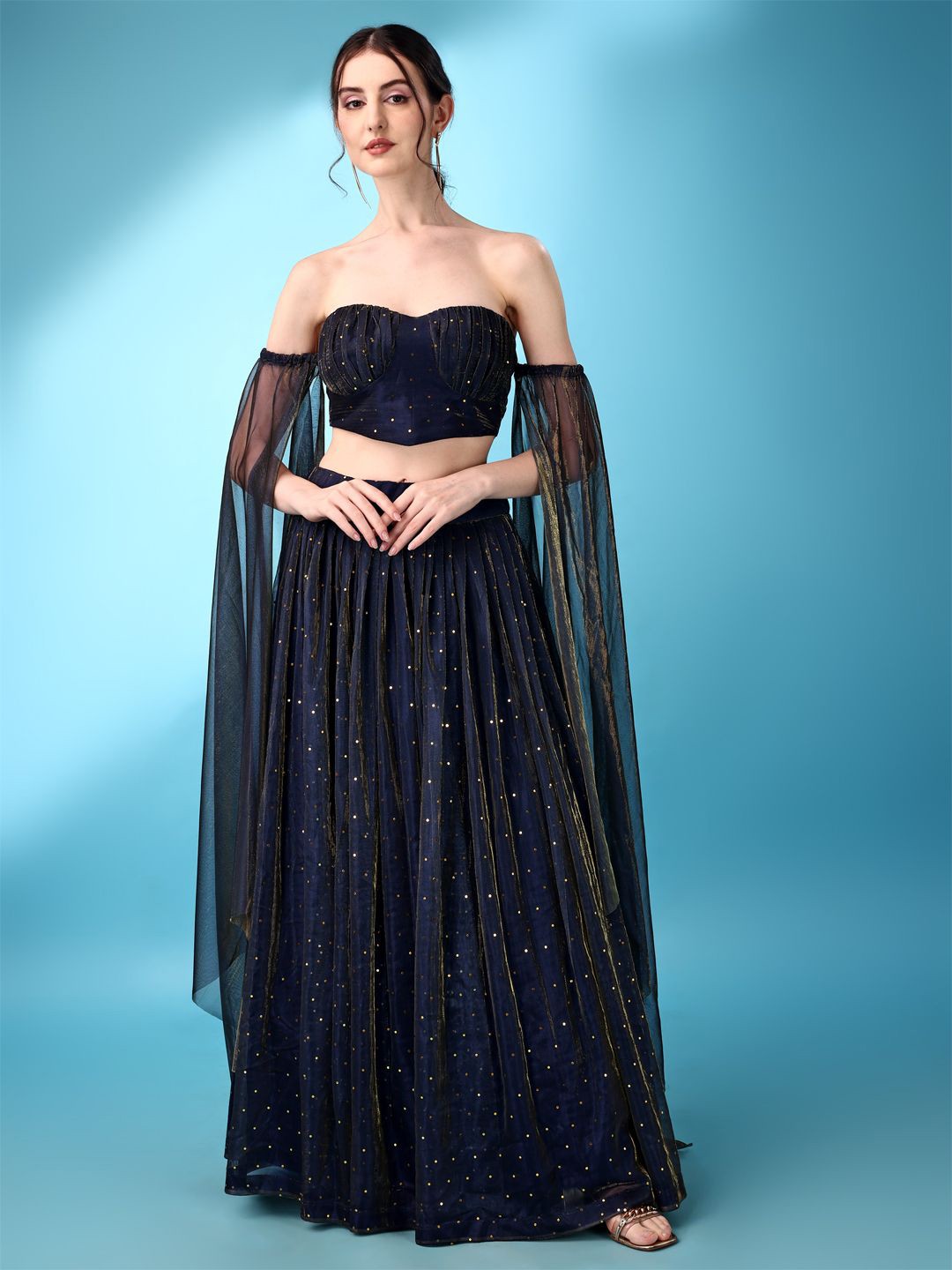 Embellished Sequinned Ready to Wear Lehenga & Unstitched Blouse