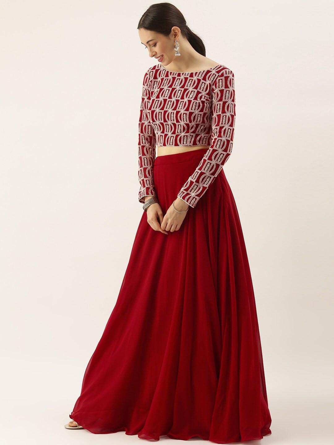 Embroidered Kalamkari Semi-Stitched Lehenga & Unstitched Blouse With Dupatta
